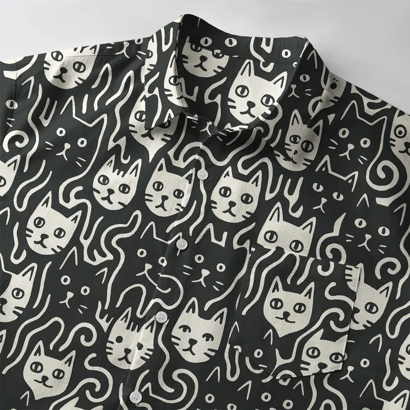Tokyo-Tiger Cute Feline Gathering Button-up Shirt