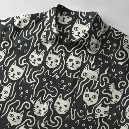 Tokyo-Tiger Cute Feline Gathering Button-up Shirt