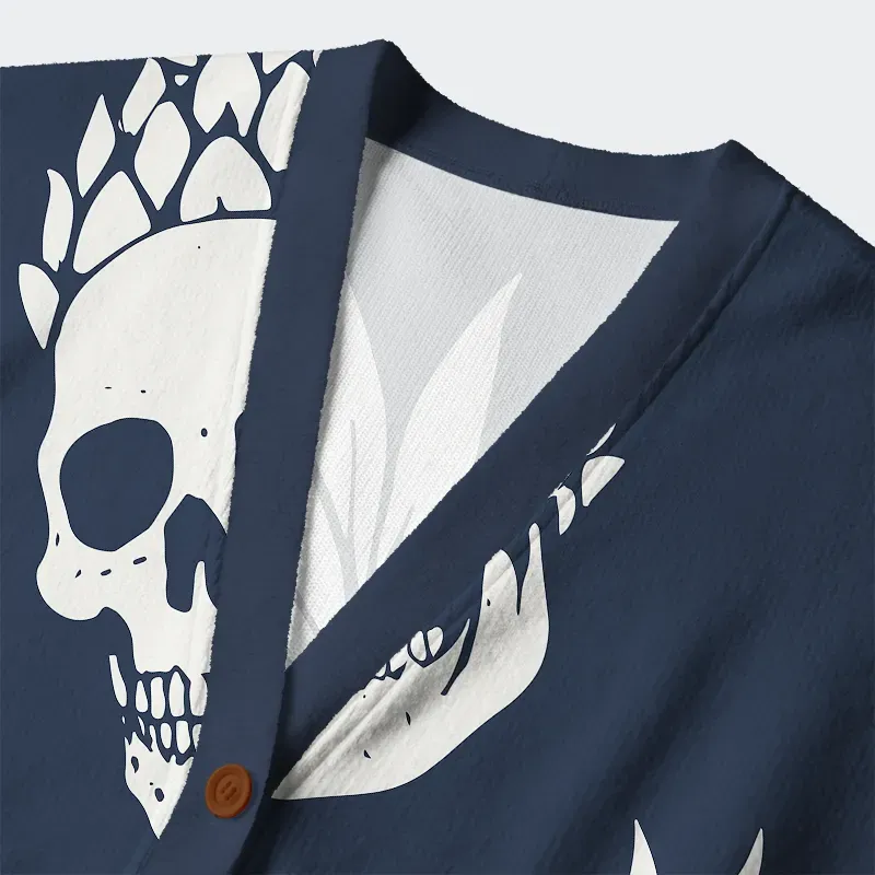 Tokyo-Tiger Pineapple Skull Ugly Cardigan Sweater