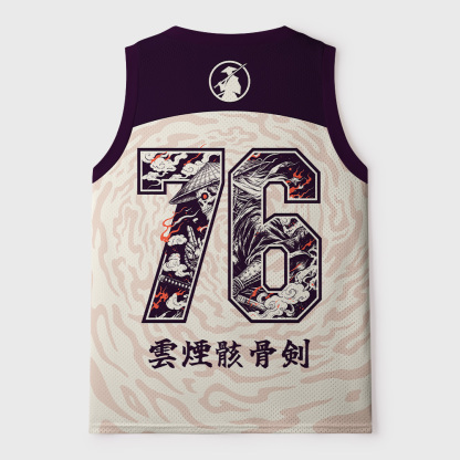 Tokyo-Tiger Smoke Skull Japanese Samurai Mesh Tank Top