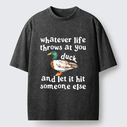 Tokyo-Tiger Funny Duck Life Trouble Meme Washed T-Shirt