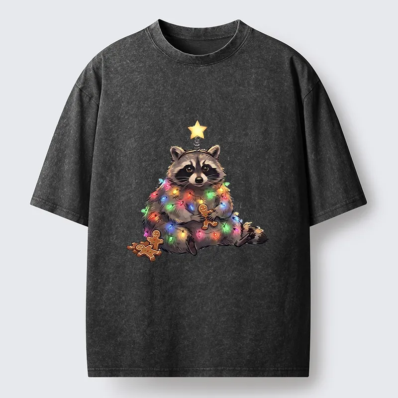 Tokyo‑Tiger Christmas Raccoon Funny Meme Washed T‑Shirt Sale