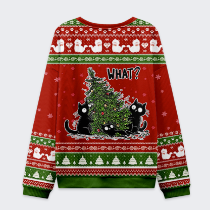 Tokyo-Tiger Cat: Tree? What Tree? Christmas Ugly Sweatshirt