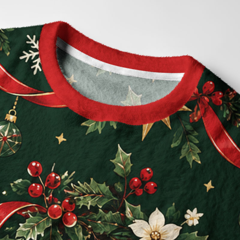 Tokyo-Tiger Holly Bell Black Cat Fuzzy Christmas Ugly Sweatshirt
