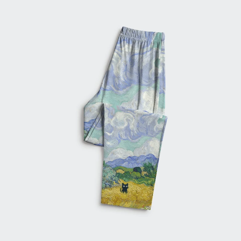 Tokyo-Tiger Black Cat In The Wheat Field Family Pajama Sets