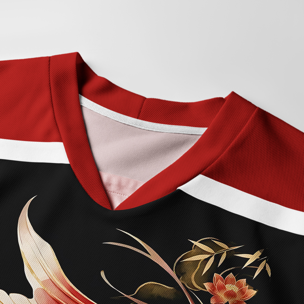 Tokyo-Tiger Elegant Koi Fish Watercolor Art Long-Sleeve Hockey Jersey
