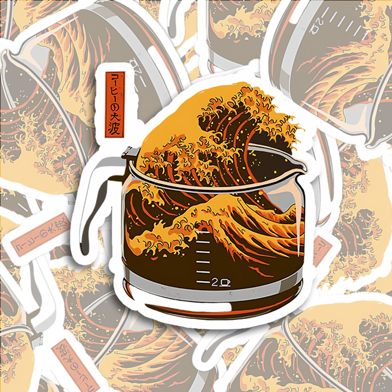 Tokyo-Tiger The Great Wave Off Coffee Japanese Sticker