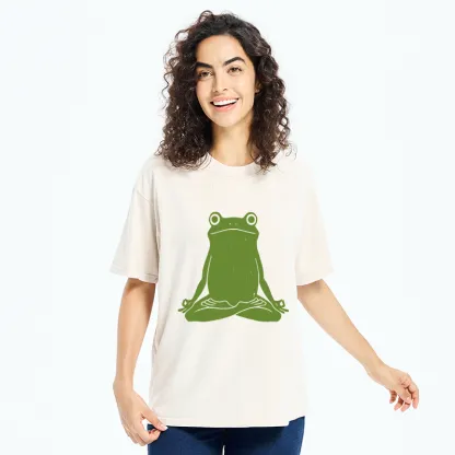 Tokyo-Tiger Yoga Frog Funny Washed T-Shirt