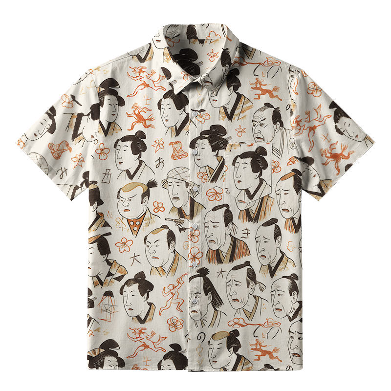 Tokyo-Tiger Japanese Traditional Portrait Button-up Shirt
