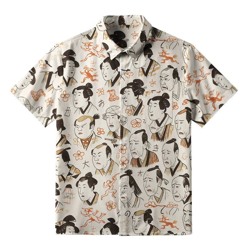 Tokyo-Tiger Japanese Traditional Portrait Button-up Shirt