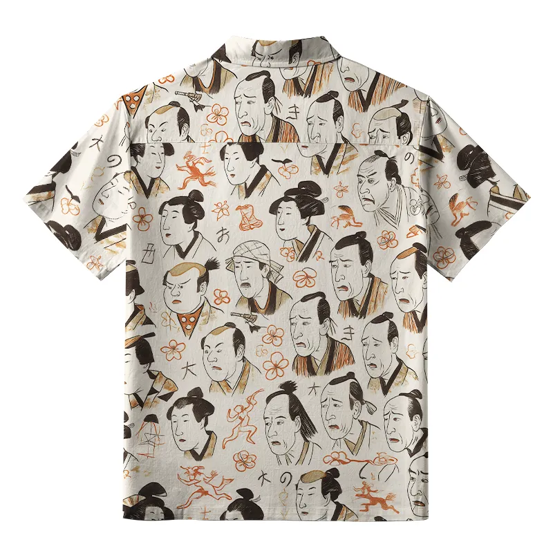 Tokyo-Tiger Japanese Traditional Portrait Button-up Shirt