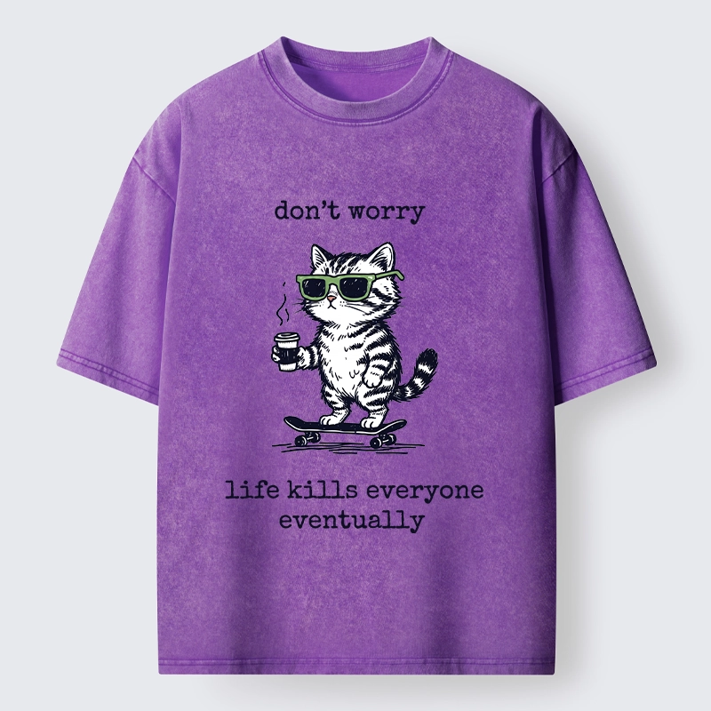 Tokyo-Tiger Chill Cat Meme Washed T-Shirt
