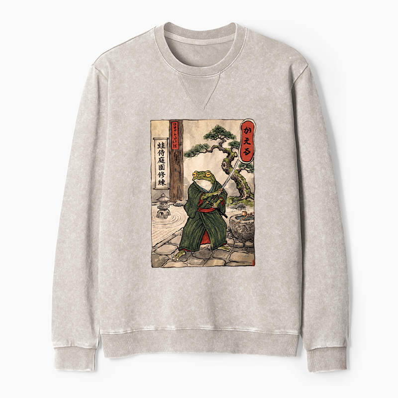 Tokyo-Tiger Samurai Frog Training Washed Terry Sweatshirt