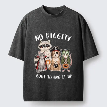 Tokyo‑Tiger Funny Halloween Crew Washed T‑Shirt