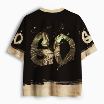 Tokyo-Tiger Black Cat Ramen Japanese Grunge Mesh Jersey