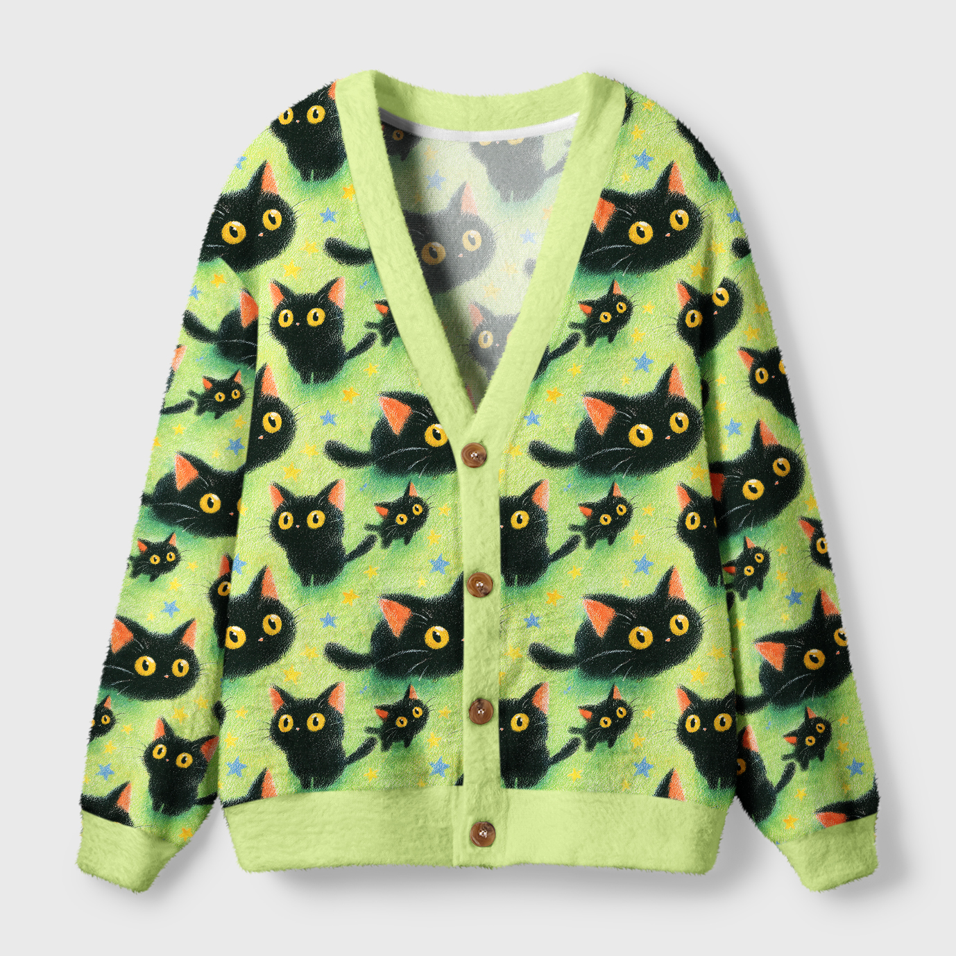 Tokyo-Tiger Cute Black Cat Ugly Cardigan Sweater