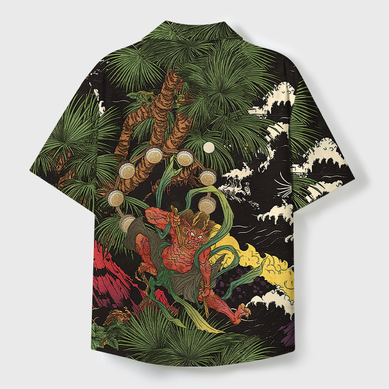 Tokyo-Tiger Japanese Yokai Cuban Collar Shirt