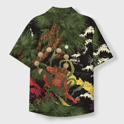 Tokyo-Tiger Japanese Yokai Cuban Collar Shirt