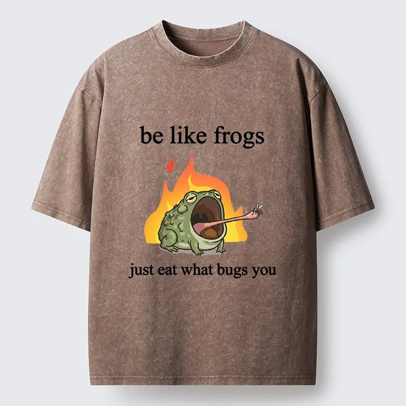 Tokyo‑Tiger Funny Fire Frog Meme Washed T‑Shirt