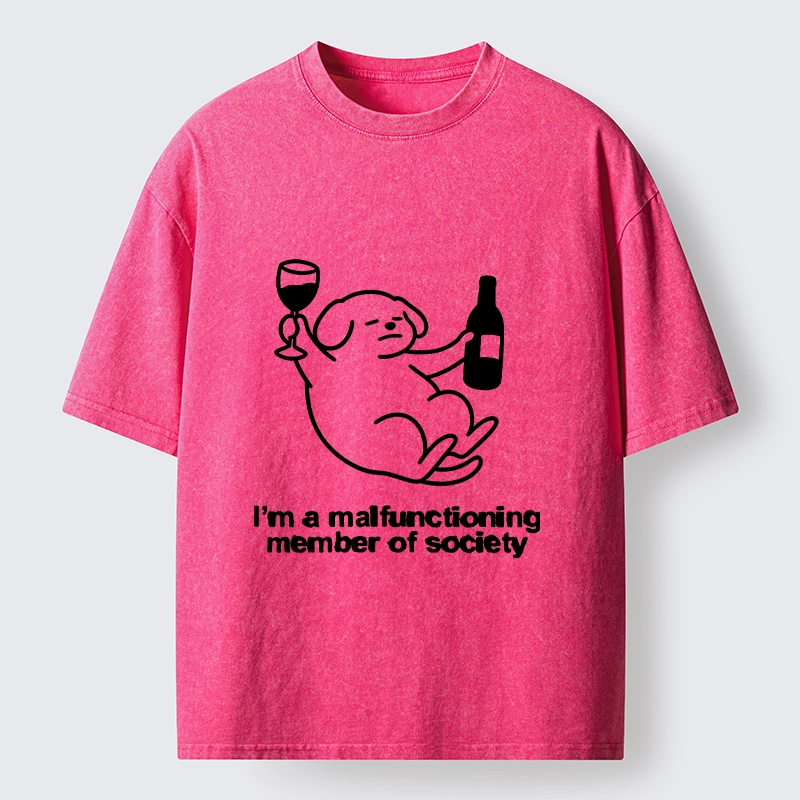 Tokyo‑Tiger Silly Wine Dog Vibe Washed T‑Shirt