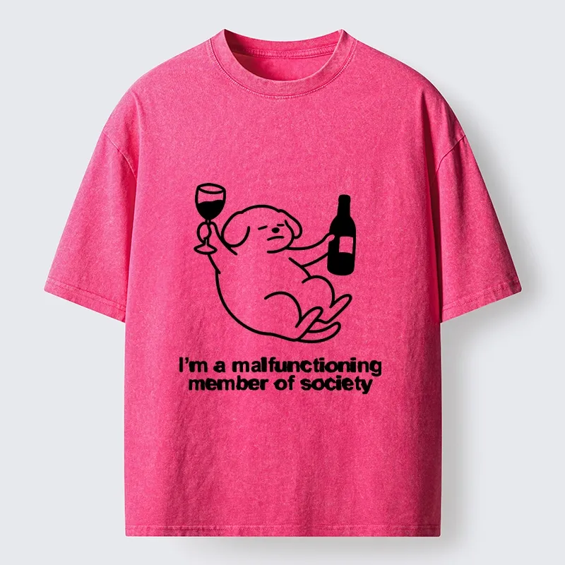 Tokyo‑Tiger Silly Wine Dog Vibe Washed T‑Shirt