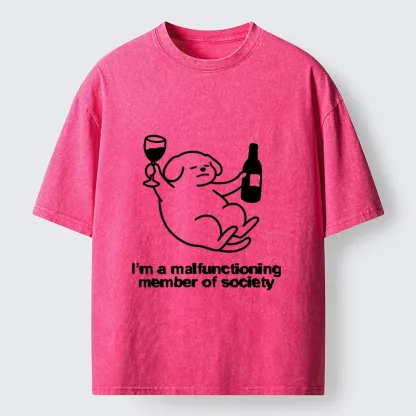 Tokyo‑Tiger Silly Wine Dog Vibe Washed T‑Shirt