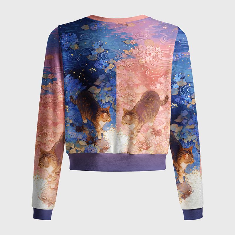 Tokyo-Tiger Dual Floral Cats Women's Lightweight Cardigan