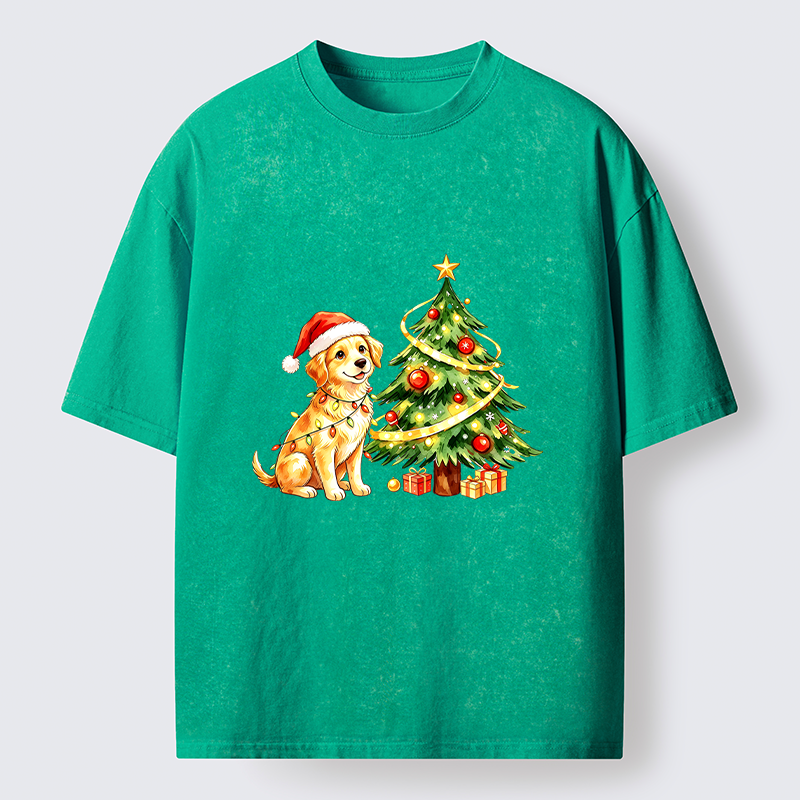 Tokyo‑Tiger Christmas Dog Vibe Washed T‑Shirt