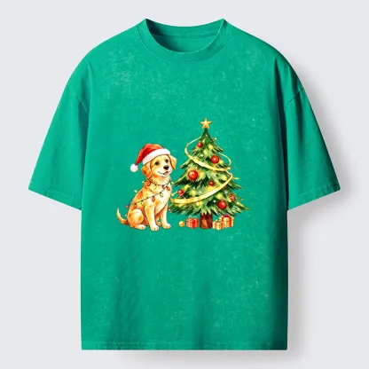 Tokyo‑Tiger Christmas Dog Vibe Washed T‑Shirt