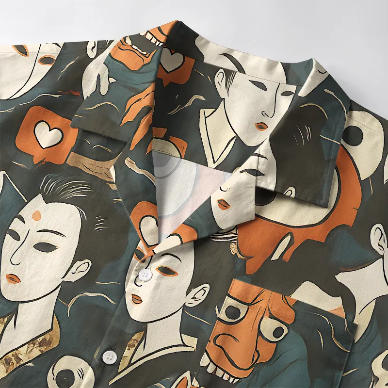 Tokyo-Tiger Japanese Geisha And Mask Aloha Hawaiian Shirt