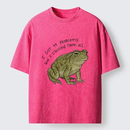 Tokyo‑Tiger Mischievous Frog Funny Washed T-Shirt