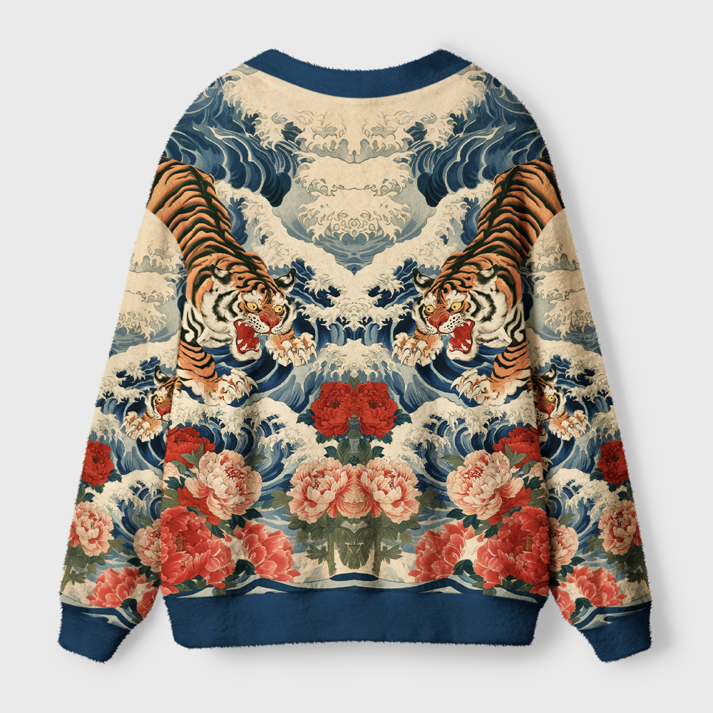 Tokyo-Tiger Tiger Of The Floral Surf Ugly Cardigan Sweater
