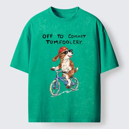 Tokyo-Tiger Funny Mischief Dog Meme Washed T-Shirt