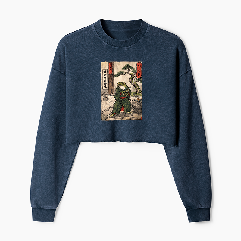 Tokyo-Tiger Samurai Frog Training Washed Crop Sweatshirt