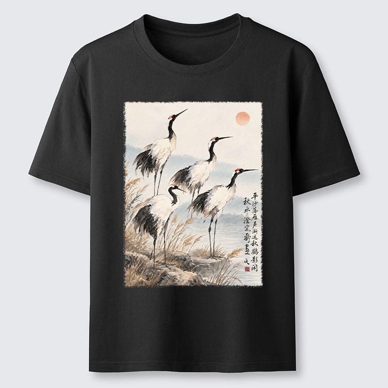 Tokyo-Tiger Vintage Oriental Crane Art Classic T-Shirt