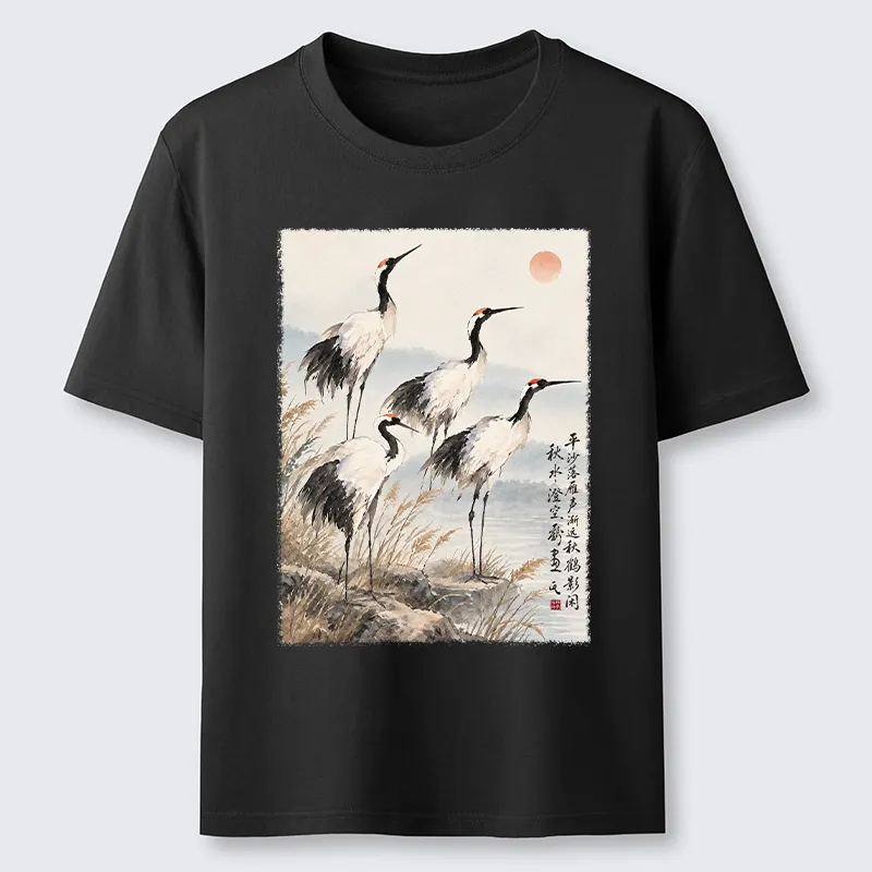 Tokyo-Tiger Vintage Oriental Crane Art Classic T-Shirt