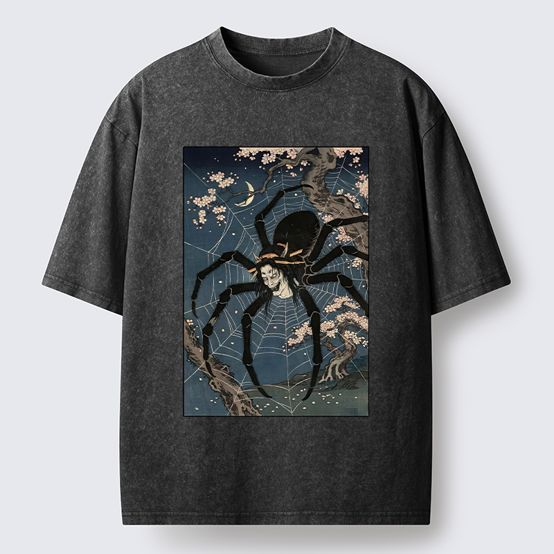 Tokyo-Tiger Vintage Spider Ghost Art Washed T-Shirt