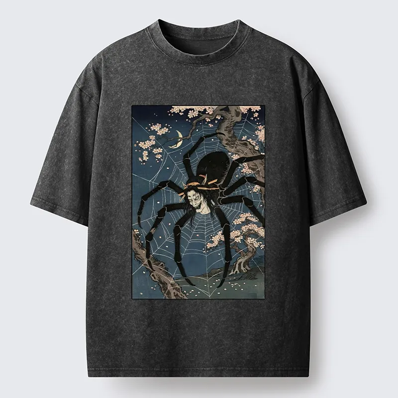 Tokyo‑Tiger Vintage Spider Ghost Art Washed T‑Shirt Sale