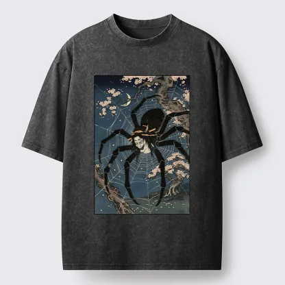 Tokyo-Tiger Vintage Spider Ghost Art Washed T-Shirt