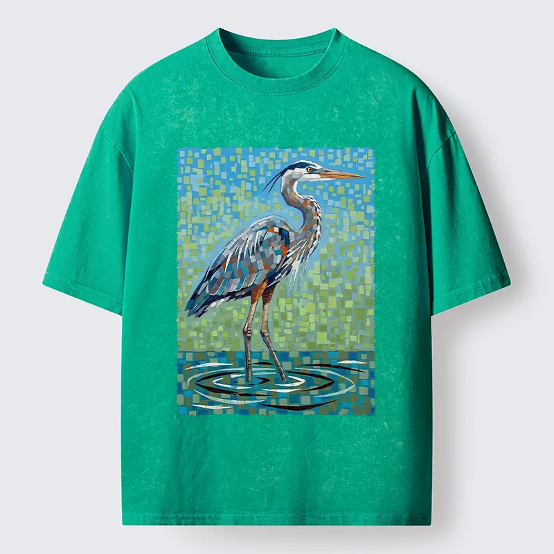 Tokyo-Tiger Color Block Heron Washed T-Shirt