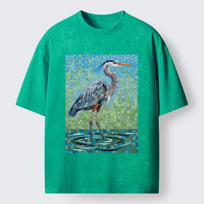 Tokyo-Tiger Color Block Heron Washed T-Shirt