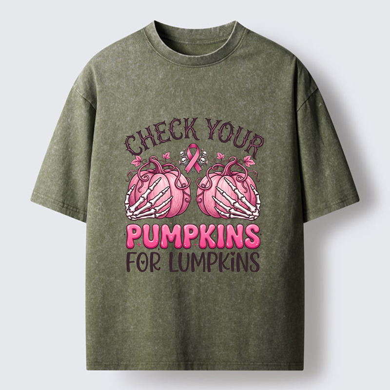Tokyo-Tiger Halloween Pumpkin Breast Cancer Awareness Washed T-Shirt