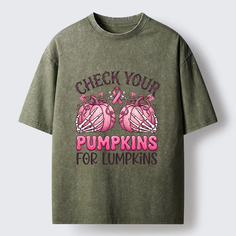 Tokyo-Tiger Halloween Pumpkin Breast Cancer Awareness Washed T-Shirt