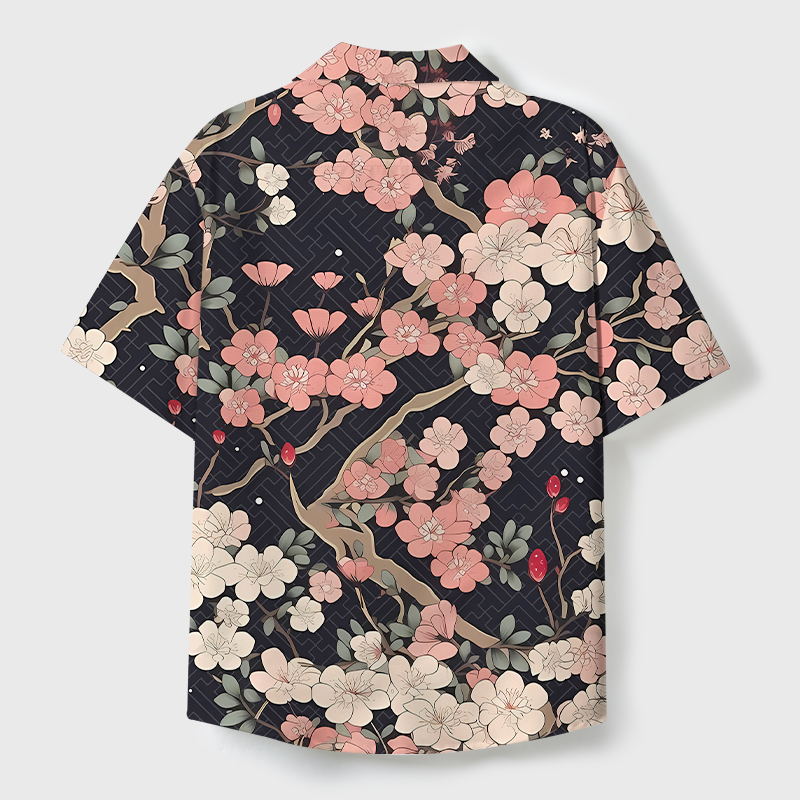 Tokyo-Tiger Blooming Sakura Cuban Collar Shirt