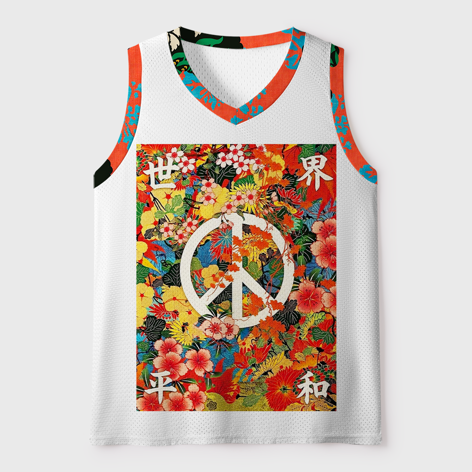 Tokyo-Tiger World Peace Floral Mesh Tank Top
