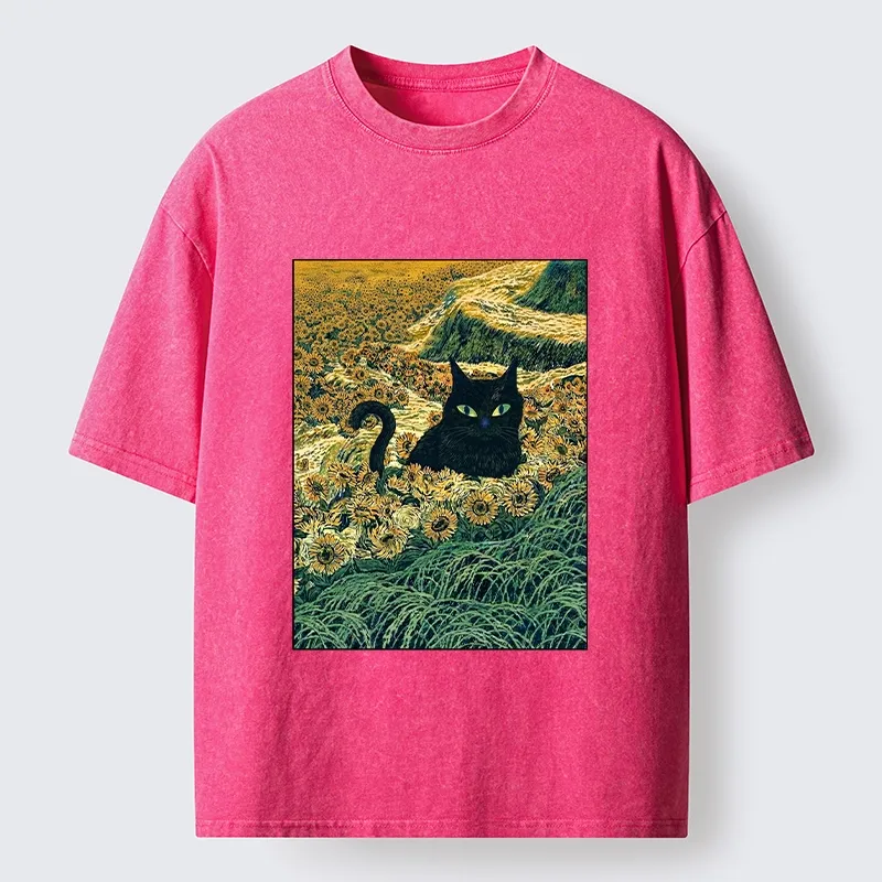 Tokyo‑Tiger Van Gogh Black Cat Washed T‑Shirt