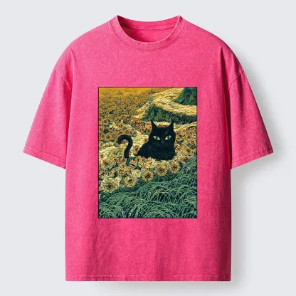 Tokyo‑Tiger Van Gogh Black Cat Washed T‑Shirt
