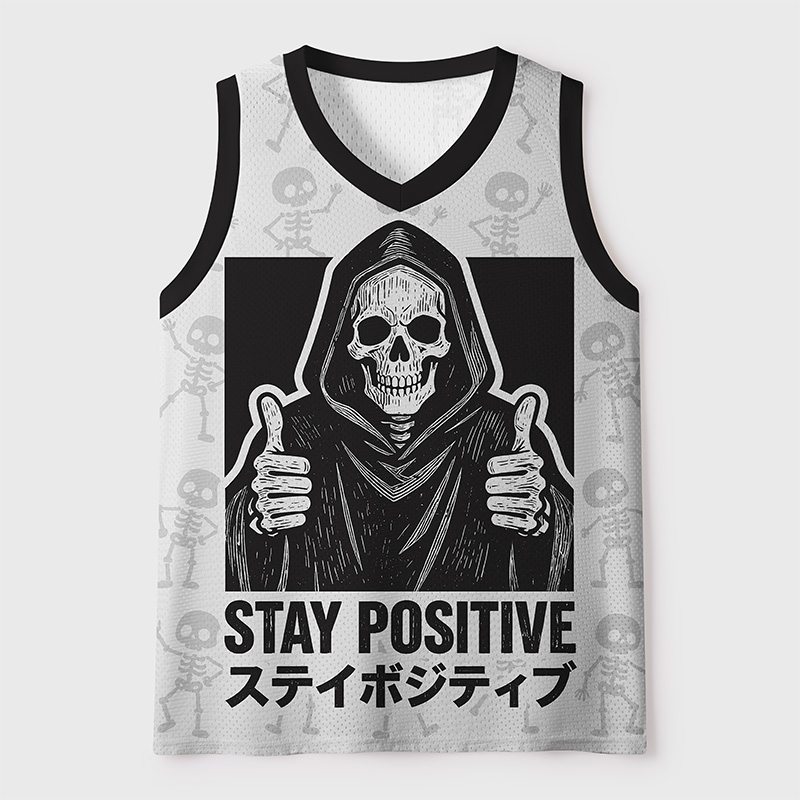 Tokyo-Tiger Stay Positive Skull Mesh Tank Top
