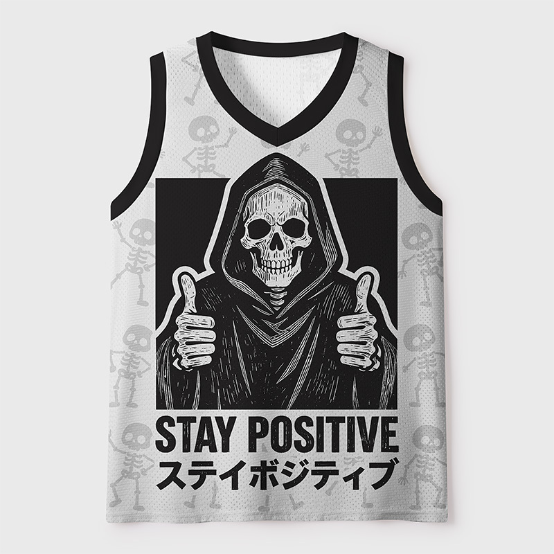 Tokyo-Tiger Stay Positive Skull Mesh Tank Top
