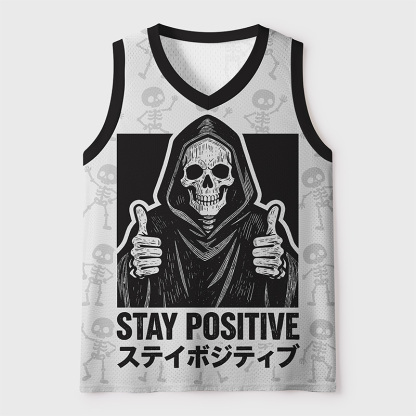 Tokyo-Tiger Stay Positive Skull Mesh Tank Top